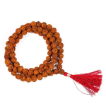 Mala Rudraksha con nappa rossa L49,5 cm