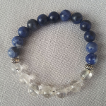 Bracciale di sfere in sodalite e quarzo ialino