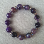 Bracciale di sfere in agata colorata viola