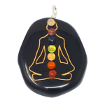 Ciondolo Chakra Buddha intagliato in Agata nera